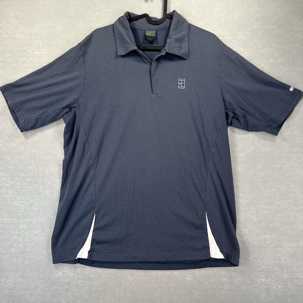 Nike Men’s Large Vintage Tennis‎ Dri-Fit Zip Close Polo Shirt Embroidered Logo